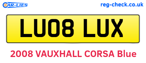LU08LUX are the vehicle registration plates.