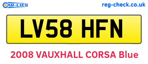 LV58HFN are the vehicle registration plates.