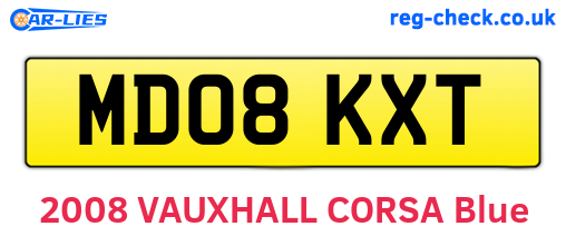 MD08KXT are the vehicle registration plates.