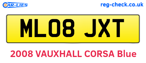 ML08JXT are the vehicle registration plates.