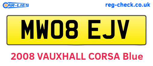 MW08EJV are the vehicle registration plates.