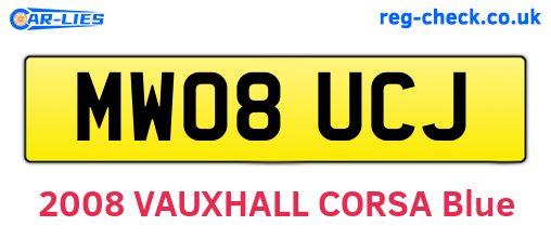 MW08UCJ are the vehicle registration plates.