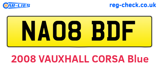 NA08BDF are the vehicle registration plates.