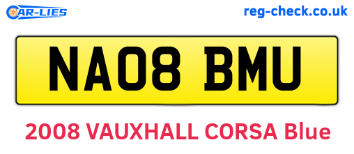 NA08BMU are the vehicle registration plates.