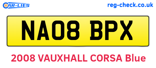 NA08BPX are the vehicle registration plates.