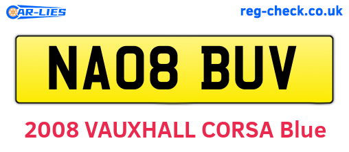NA08BUV are the vehicle registration plates.