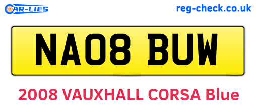 NA08BUW are the vehicle registration plates.
