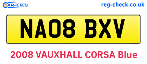 NA08BXV are the vehicle registration plates.