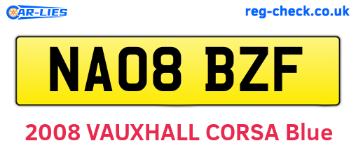 NA08BZF are the vehicle registration plates.