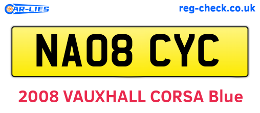 NA08CYC are the vehicle registration plates.