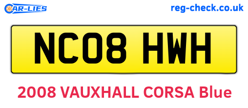 NC08HWH are the vehicle registration plates.