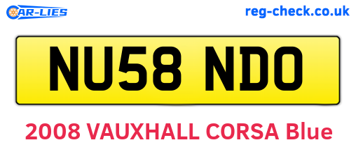 NU58NDO are the vehicle registration plates.
