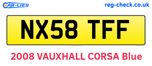 NX58TFF are the vehicle registration plates.