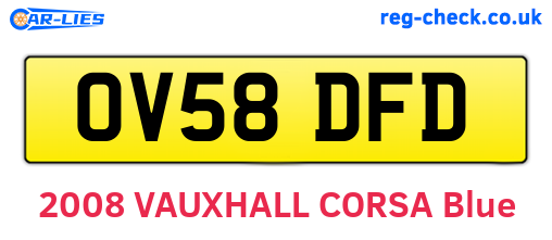 OV58DFD are the vehicle registration plates.
