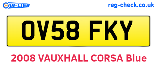 OV58FKY are the vehicle registration plates.
