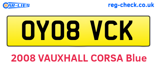 OY08VCK are the vehicle registration plates.