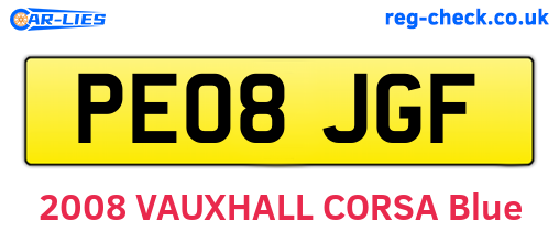 PE08JGF are the vehicle registration plates.