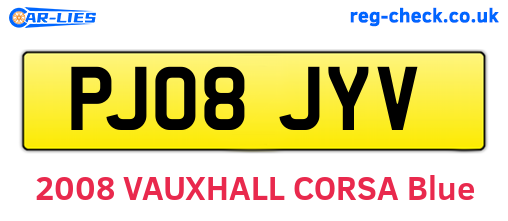 PJ08JYV are the vehicle registration plates.