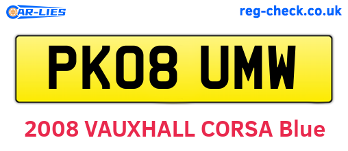 PK08UMW are the vehicle registration plates.