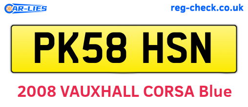 PK58HSN are the vehicle registration plates.