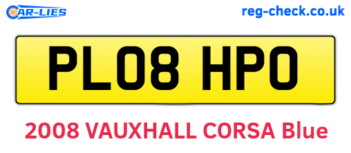PL08HPO are the vehicle registration plates.