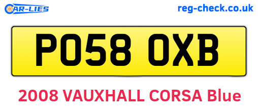 PO58OXB are the vehicle registration plates.