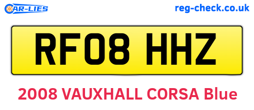 RF08HHZ are the vehicle registration plates.