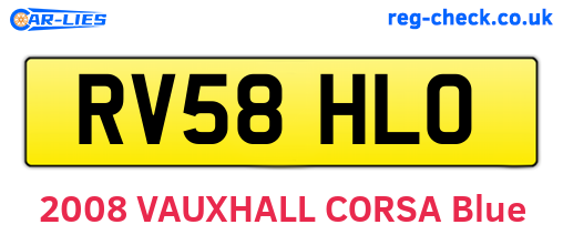 RV58HLO are the vehicle registration plates.