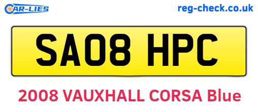 SA08HPC are the vehicle registration plates.