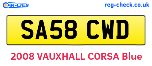 SA58CWD are the vehicle registration plates.