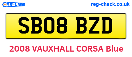 SB08BZD are the vehicle registration plates.