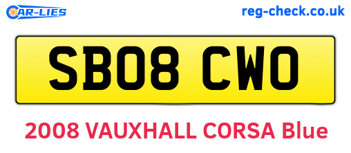 SB08CWO are the vehicle registration plates.