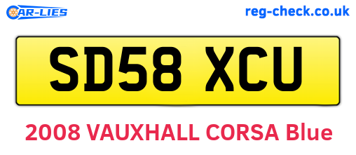 SD58XCU are the vehicle registration plates.