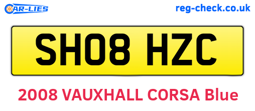 SH08HZC are the vehicle registration plates.