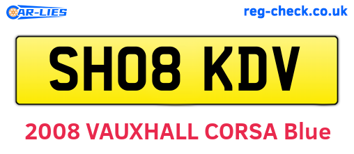 SH08KDV are the vehicle registration plates.