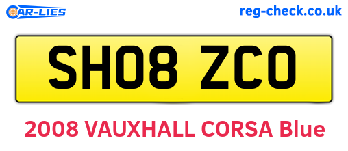 SH08ZCO are the vehicle registration plates.
