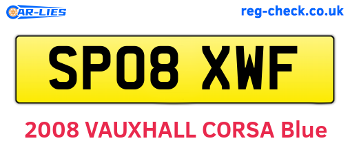 SP08XWF are the vehicle registration plates.