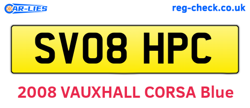 SV08HPC are the vehicle registration plates.