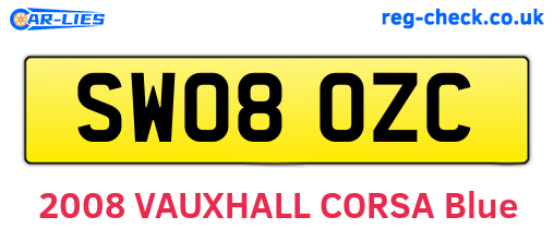 SW08OZC are the vehicle registration plates.