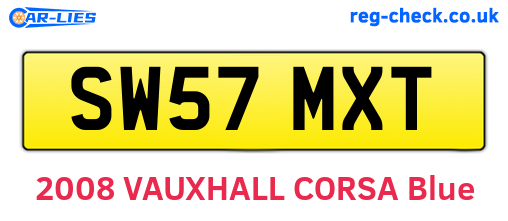 SW57MXT are the vehicle registration plates.