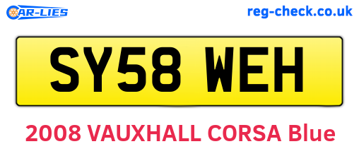 SY58WEH are the vehicle registration plates.