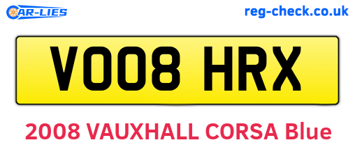 VO08HRX are the vehicle registration plates.