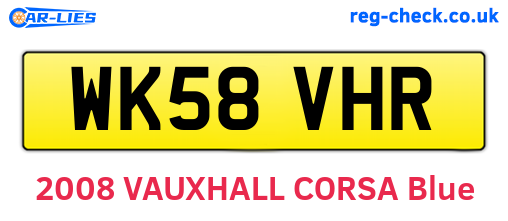 WK58VHR are the vehicle registration plates.