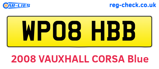 WP08HBB are the vehicle registration plates.