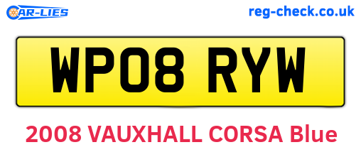 WP08RYW are the vehicle registration plates.