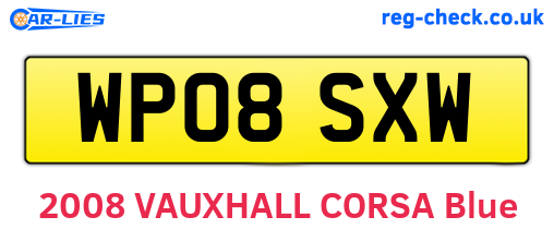 WP08SXW are the vehicle registration plates.