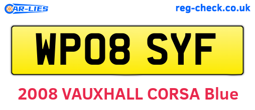 WP08SYF are the vehicle registration plates.