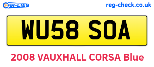 WU58SOA are the vehicle registration plates.