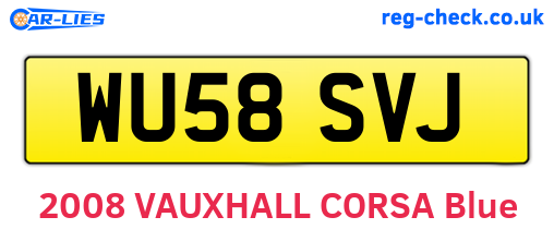 WU58SVJ are the vehicle registration plates.