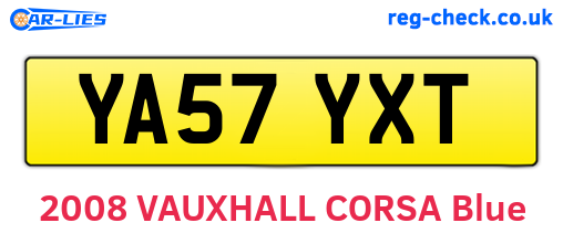 YA57YXT are the vehicle registration plates.